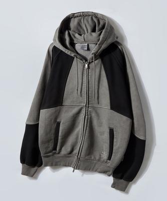 Travel Pigment Color Block Hooded Zip-Up Jacket Black Charcoal