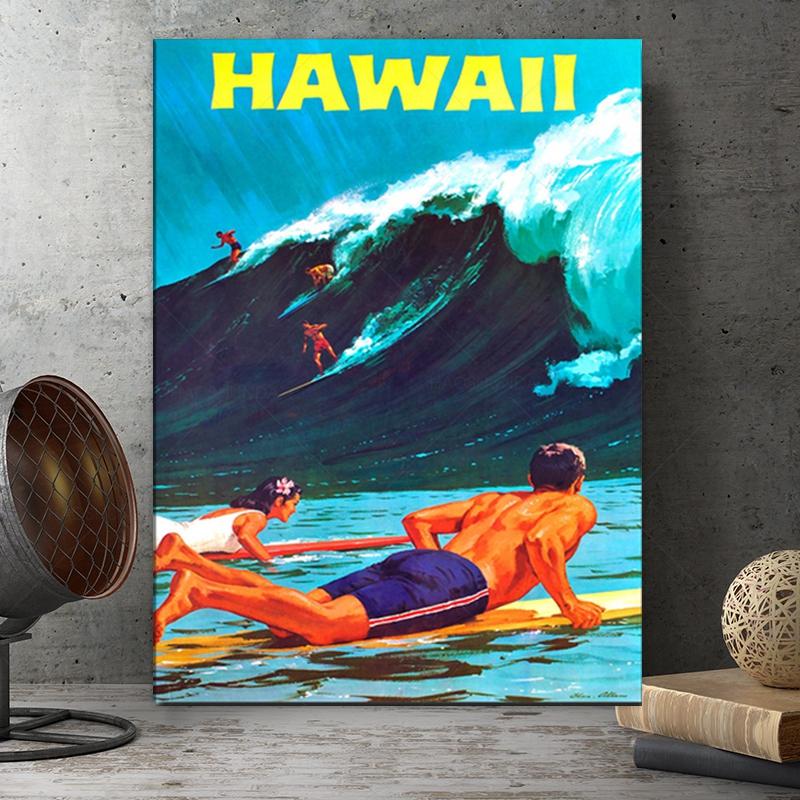 

Hawaii Travel Print 1958 Vintage Travel Poster Canvas Decor Poster Butt Canvas Painting Wall Pictures for Living Room