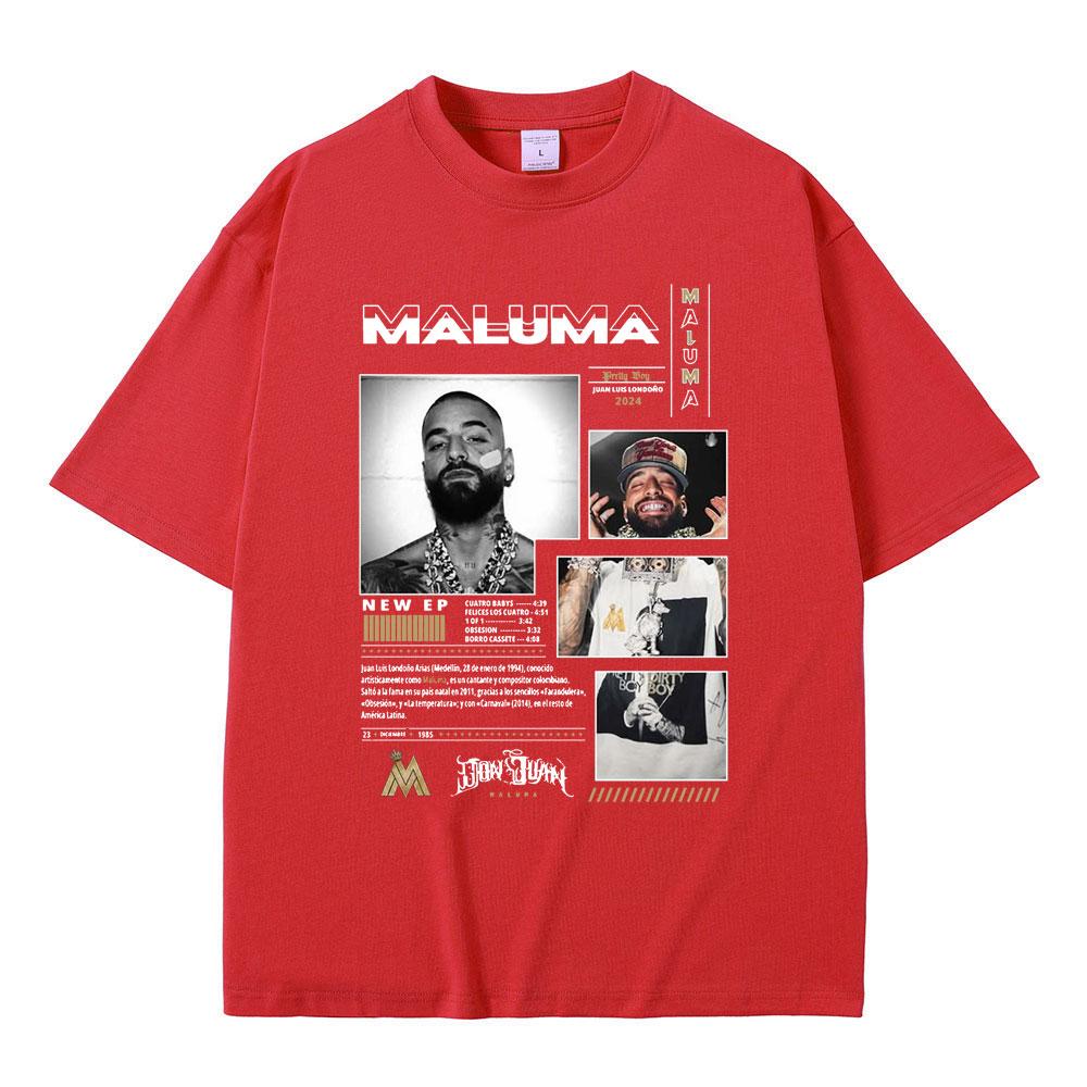 Zpěvák Maluma Obal hudebního alba Trička Pánská Dámská Ležérní Bavlněné Tričko Pánská Móda Nadrozměrná Trička Hip Hop Rap Streetwear