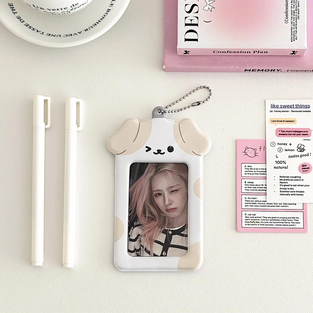 1PCS 3 Inch Photocard Card Holder Case Kawaii Kpop Photo Card Holder Keychain Ins Protector Photo Sleeves Bus Card Case Bags