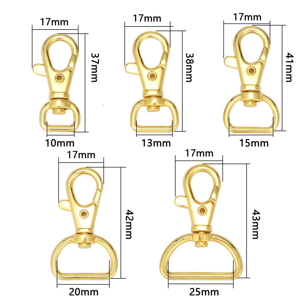 20 Vridbara Spännen, Ryggsäcksspännen, Handgjorda Delar till Väskor (Innerdiameter 13 mm, Guld)