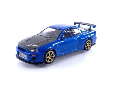 TrueScale Miniatures MINI GT Nissan Skyline R34 Top Secret Bayside Blue Finished Model 1/64 GT-R (Right-hand Drive)