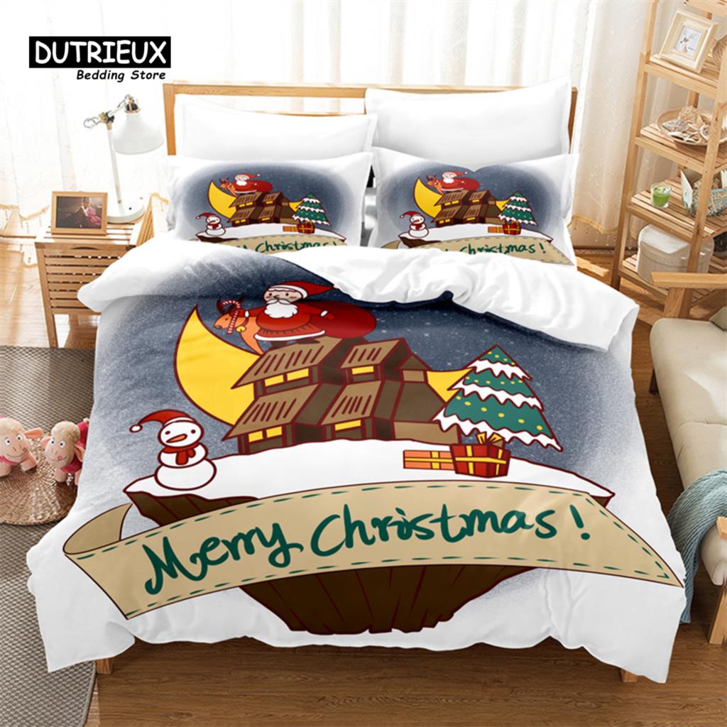

Christmas Bed Cover Collection, 3Pcs Comforter Cover Collection, Gentle Comfortable Breathable Comforter Cover, For Bedroom Guest Room Decor EU single(135x200cm)