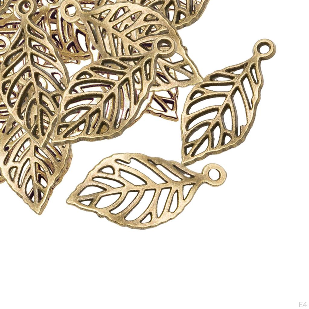 50 Pack Leaf Charms, Hollow Pendants, Alloy, Connectors, DIY Crafts, Decoration, Exquisite