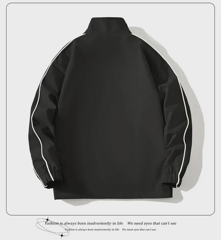 Men's Trendy Waterproof Stand Collar Jacket - Versatile Two-Piece Casual Sports Suit for Spring & Autumn, Teen/Adult, Unisex.
