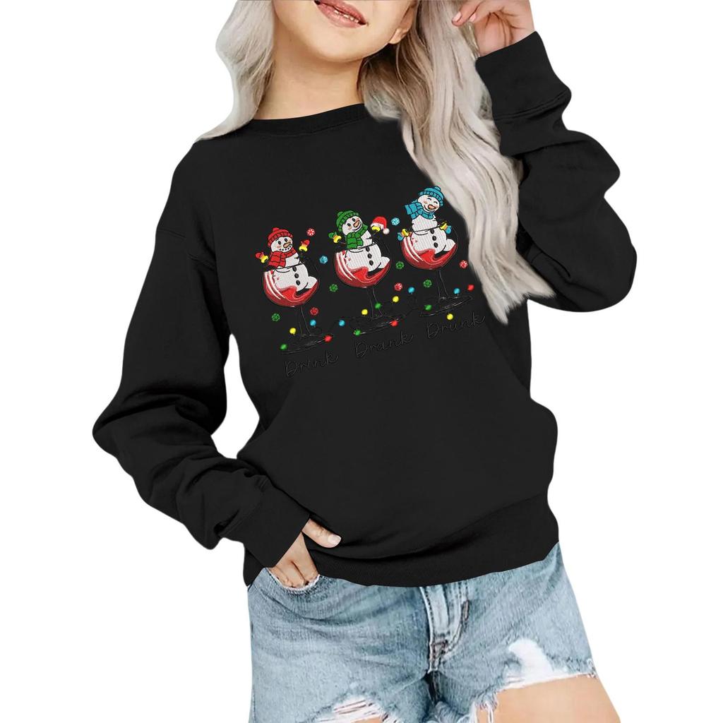 Dětská móda Volný střih Ležérní Dlouhý rukáv Vánoční potisk Nadměrná Mikina s kulatým výstřihem