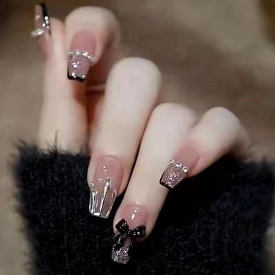 24 de bucăți purtând unghii atmosferă matură Balet Nail Art Patch Finisat Diamant Negru Fluture Celebritate pe internet Populară strălucitoare