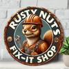 Antique Animal Theme Aluminum Sign - Rusty Nut Repair Shop Decorative Sign Wall Hanging Waterproof and Weather Resistant