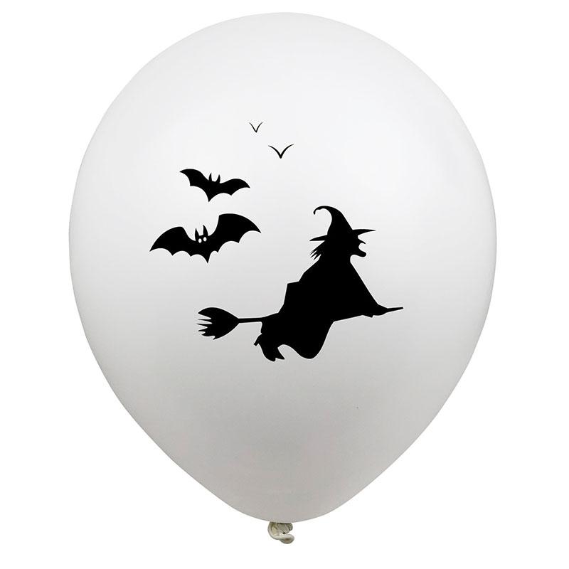 White Halloween Ghost Face Spider Witch Bat Latex Balloons 12Inch 2.8g Print Balloons Scene Layout Decorative Terror Balloons