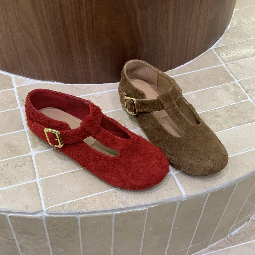 IPPEUM Women Mary Janes Shoes 2025 New Fall Brown Round Toe Ballet Flat Shoe