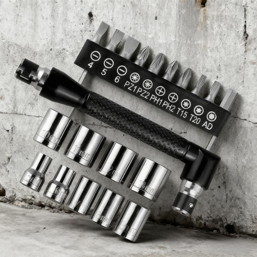 

Batch head socket screwdriver set double headed dual-use wrench+10pc shaped screwdriver head+1/4 socket tool