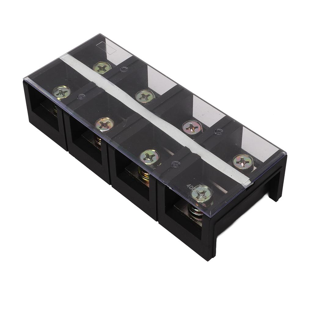 Barrier Terminal Strip Block 400A 600V High Current Dual Row Locking Terminal Strip with Cover for