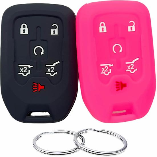 Silicone Rubber Key Fob Cover Compatible with 2014- Chevrolet Suburban Tahoe GMC Yukon Yukon XL HYQ1AA