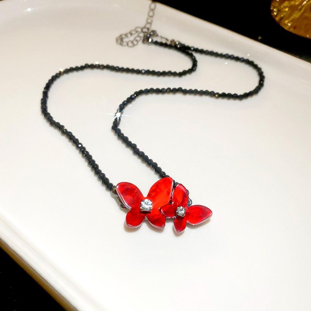 

Нишевые цветочные серьги-бабочки с кристаллами, набор украшений-бабочек, ожерелье из бусин-бабочек, вечеринка Style 2