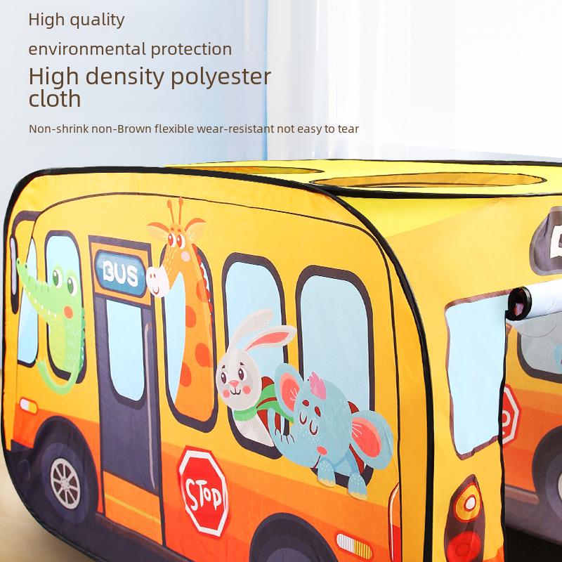 Tenda de Ônibus de Desenho Animado Pop-Up Infantil para Brincadeiras Internas e Externas