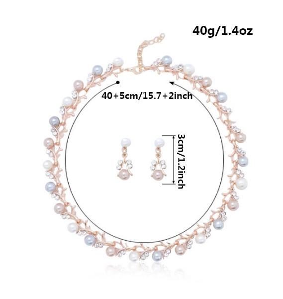 Vintage Artificial Pearl Necklace Earring Set With Alloy Pendants For Women