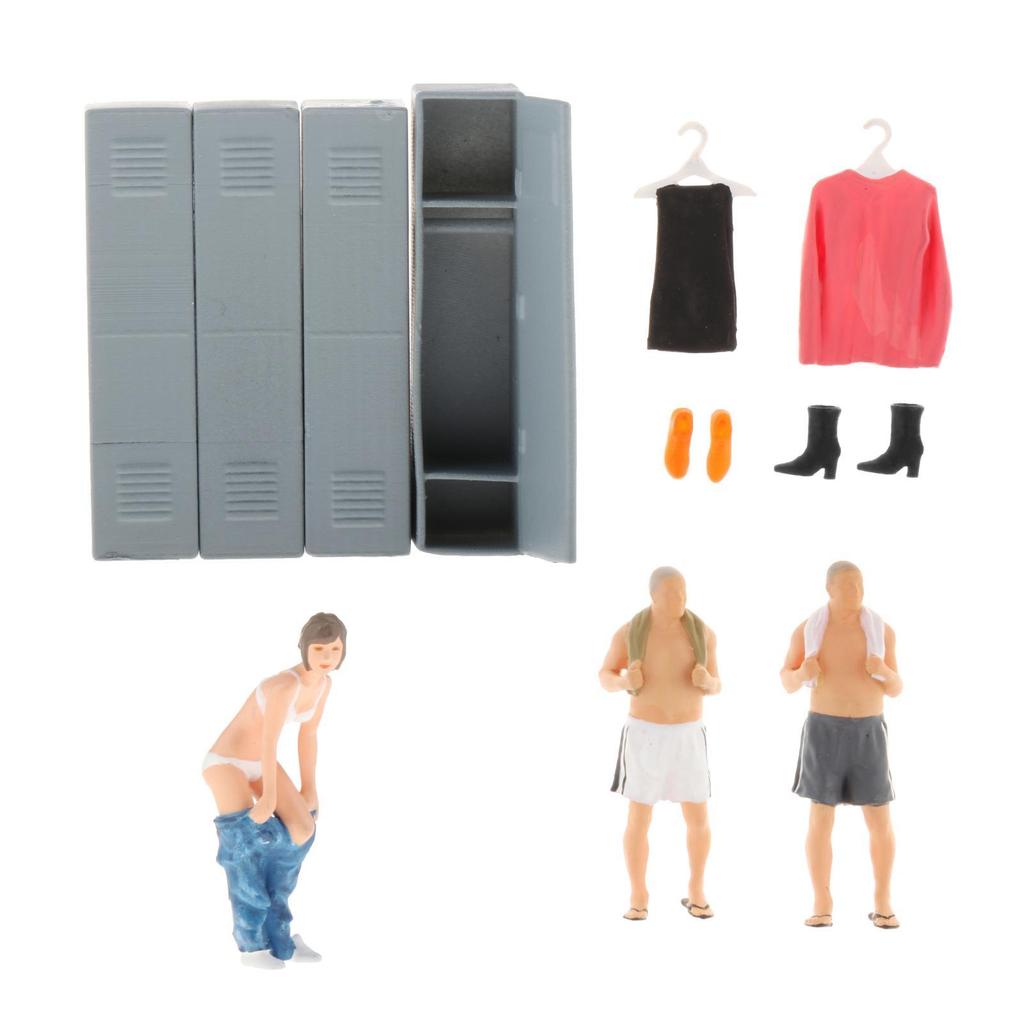 1:64 Scale Car Model Garage Figure Scenario Models for Race Medal People Old Man Locker