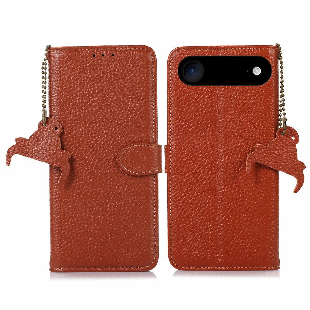 For iPhone 17 Air Case RFID Blocking Genuine Cow Leather Phone Cover Litchi Texture