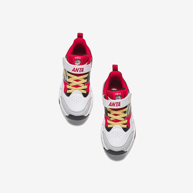 Anta Kids Synthetic Leather Fabric Trendy Comfortable Versatile Sports Mid-Top Kids Basketball Shoes Kids basketball shoes White Black Red A12519901-1
