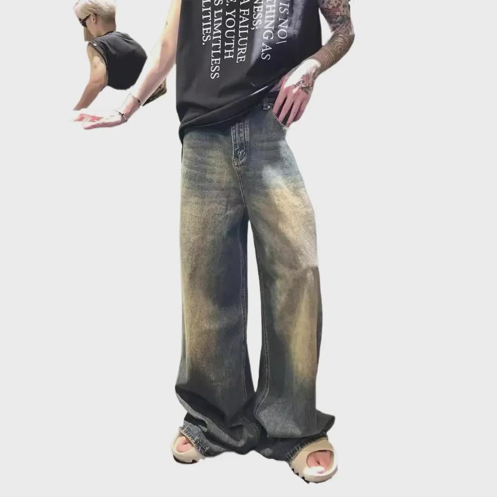 Herren Retro Gradient Wide-Leg Jeans – Trendy, Loose Fit für Herbst & Winter