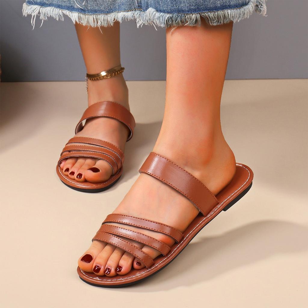 Summer women's casual flat bottomed comfortable one-piece slippers