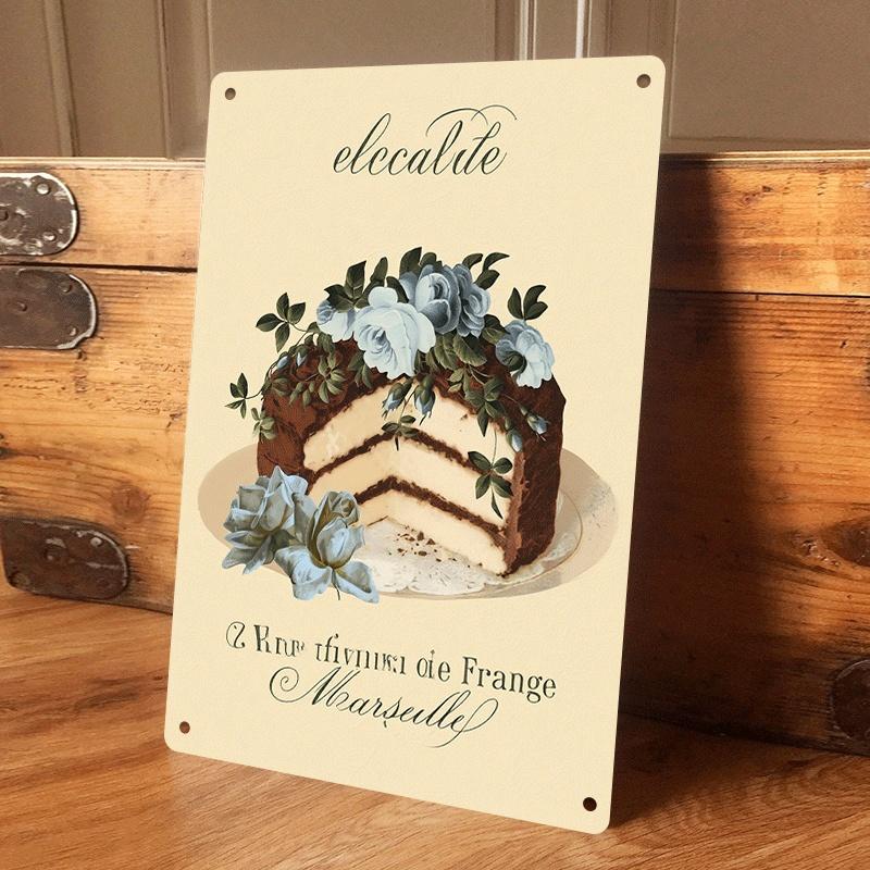 

1 piece of retro European style cake-shaped tin plaque, suitable for living room and dining room wall decoration, French country (as the picture,20x30cm)