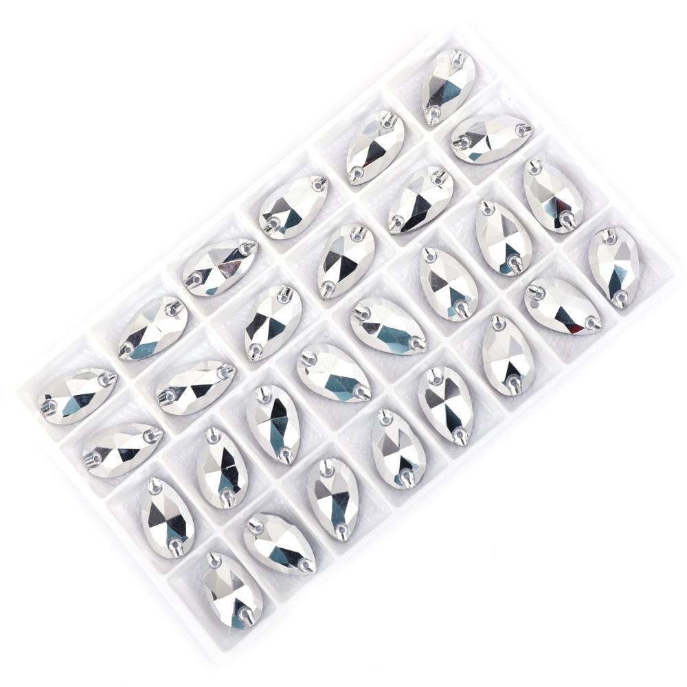 Weichen Flat Bottom Water Drop Hand Seam Drill Glass Double Hole Water Drop Drill Flat Buckle Diy Jewelry Accessories Material