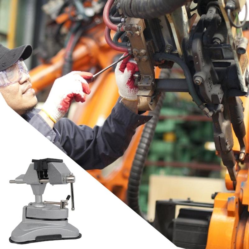 Multi Angle 360 Degree Rotating Clamp With Suction Cup Base Vacuum Base Vise For Secure Workpiece Holding On Desktops