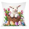 Cute Easter Animal Theme Pillow Cover Bunny Lamb Design Double Sided Print For All Season Home Decor Polyester Fabric