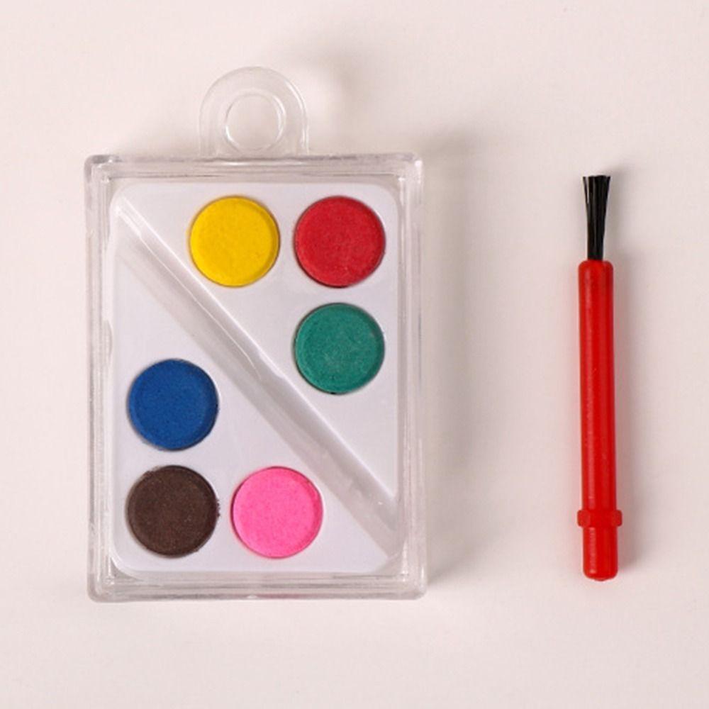 High Quality with Painting Brush Watercolor Paint Set Solid 6 Colors Oil Painting Kit Washable Watercolor Pigment Children