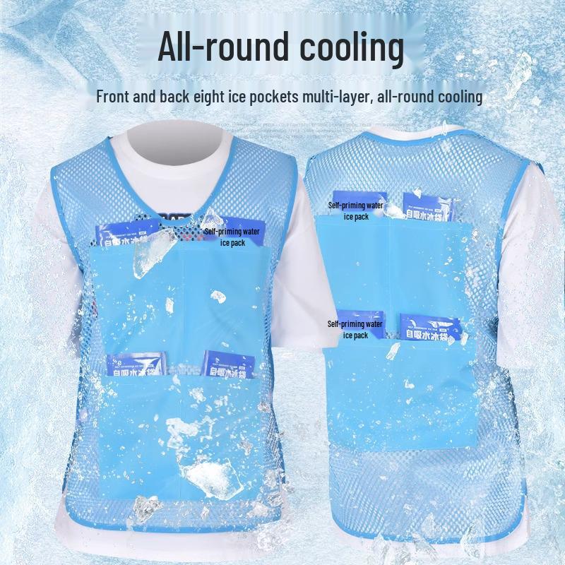 Summer Cooling Vest with Ice Pack: Heatstroke Prevention Workwear for Outdoor Construction