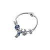 Fulfill Star Wishes Blue Galaxy Star Pendant 925 Silver Synthetic Cubic Zirconia Bracelet Set Women's Silver ZT-0662
