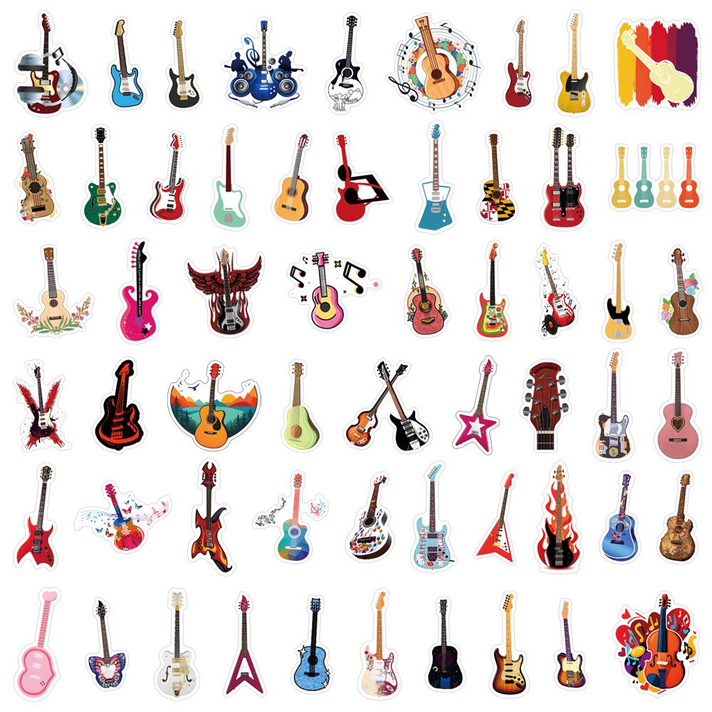 Cartoon Musical Instrument Waterproof Stickers for Guitar, Journal, Phone Case, Water Bottle