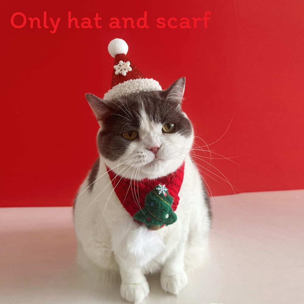 Holiday Pet Neckwear And Headgear Set Featuring Christmas Tree Design For Small Pets Christmas tree,S
