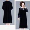 Autumn Winter Women's Gold Velvet Dress Crew Neck Plus Size Dress Long Dresses