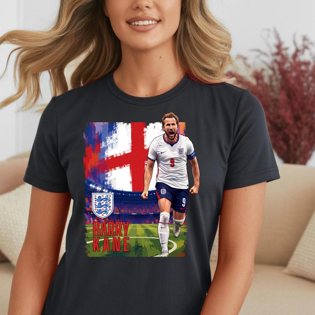 Harry Kane England Soccer Player T-Shirt and kids tshirt | St George's Cross Background