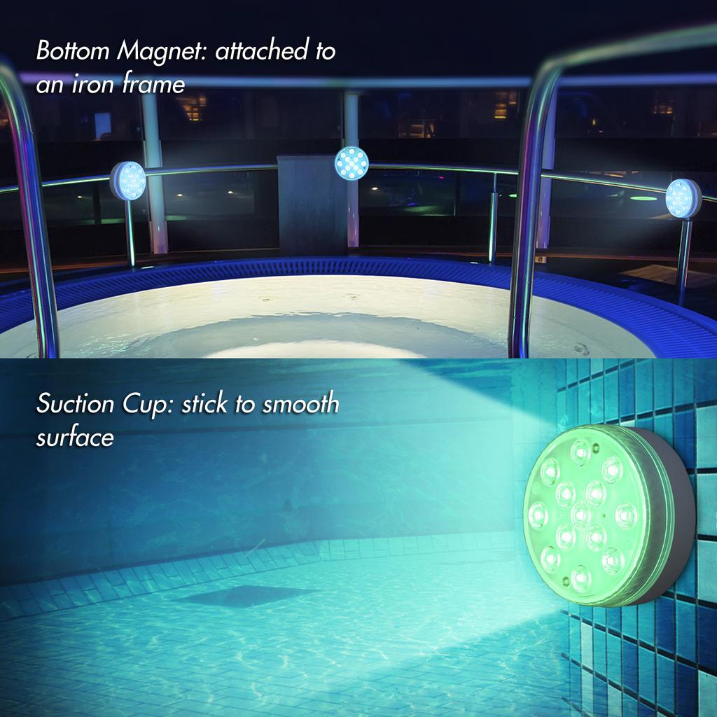 Tomshine 13 LEDs Underwater Pool Lights with RF Remote Control Battery-operated RGBW 16 Colors