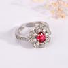 New Red Oval Flower Ring Sparkle AAAA Full Diamond Zircon Ladies Jewelry Fashion Haute Banqueting Party Accessories