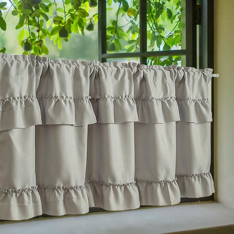

Fantasy chiffon ruffled short curtain with country style covering curtain, fabric curtain. 1