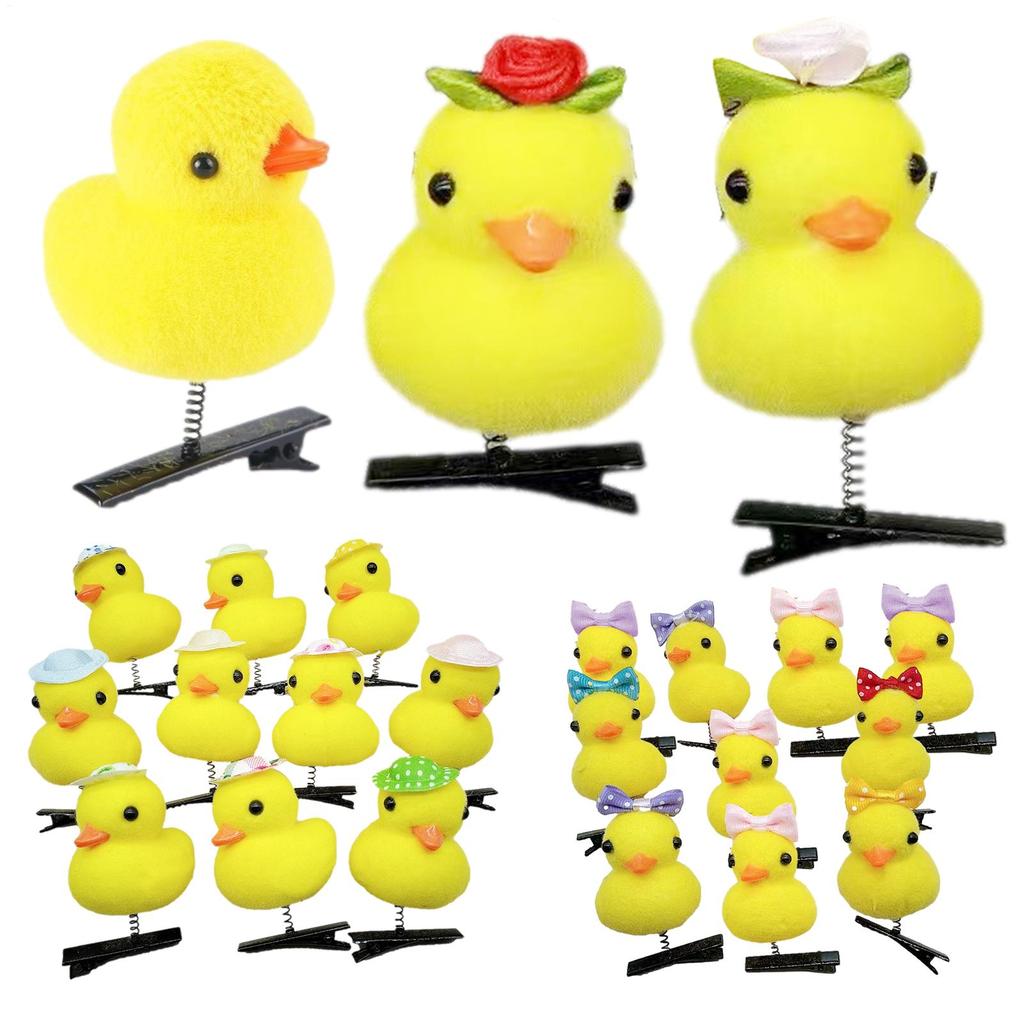 10pc hot Sale Cartoon Funny Children 3D Little Yellow Duck Plush Hairpin Fashion Animal Clip Accessories Headwear Wholesale Gift