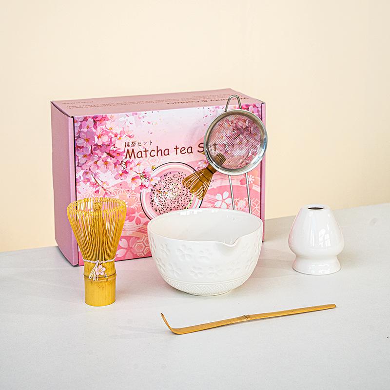 Matcha Whisk Set, Ceramic Bowl Matcha Kit & Handcrafted Bamboo Chasen, Complete 1/1 Pcs Matcha Set for Valentine's Day Gifts