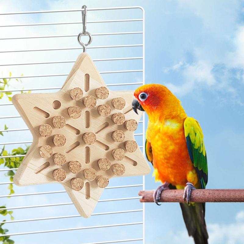 Bird Block Pecking Toy Bird Grinding Cork Toy Standing Perches for Small Large Bird Birdcages Decors Molar Toy