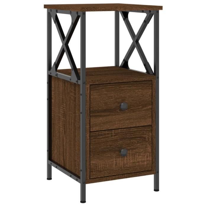 VidaXL Bedside Table Brown Oak 34x35.5x70 Cm Engineered Wood 825951