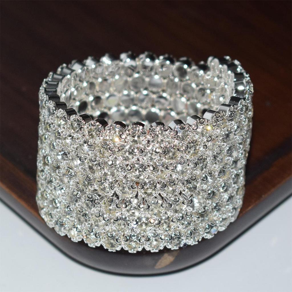 Squisito Bracciale da Sposa con Strass Esagerati per Esibizione sul Palco