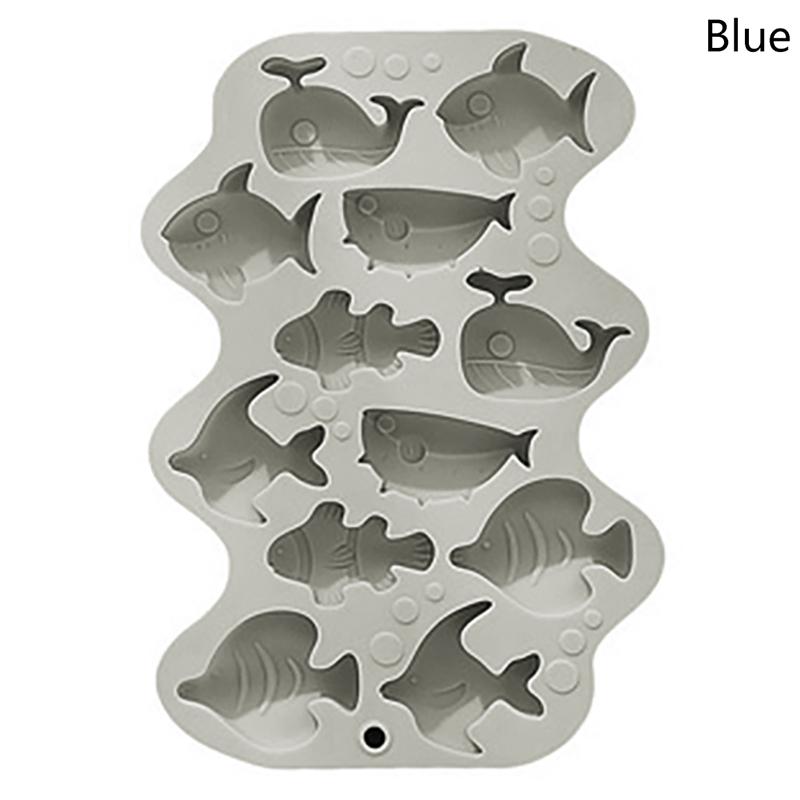 

12-гнездная 3D-форма для морских рыб, силиконовая форма для шоколада, смесь для животных, конфет, печенья, желе, кубиков льда, украшения торта, инструмент для выпечки своими руками синий