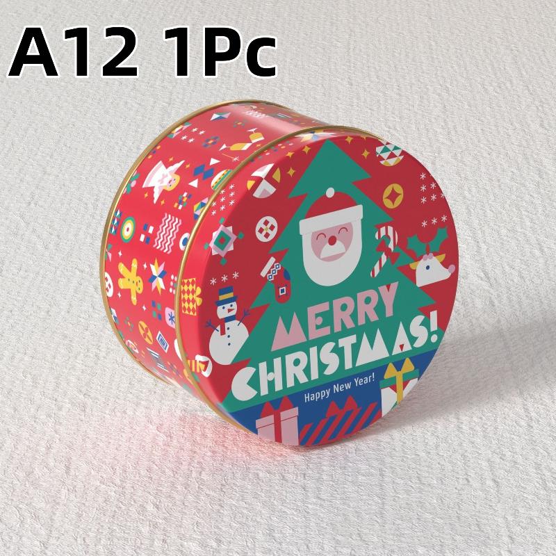 Christmas Tinplate Candy Tin Can Metal Box Cartoon Elk Santa Claus Letter Printed Xmas Candy Cookie Tea Storage Gift Case
