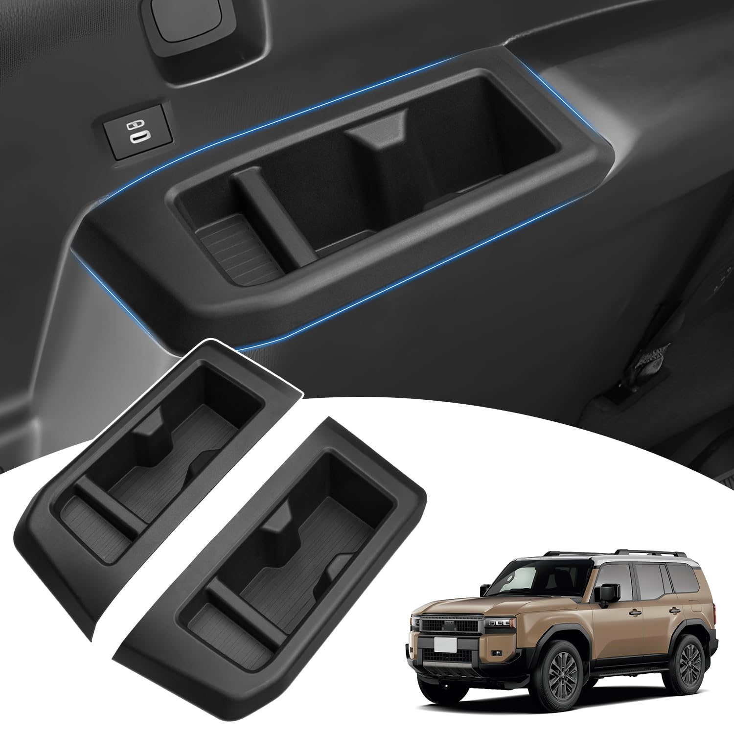 

Mozan Подстаканник 3-го ряда для Toyota Land Cruiser серии 250 LC250 Подстаканник Карман двери Бокс для хранения Амортизация Мелкие предметы