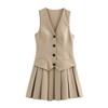 Za Foreign Trade New Women Clothes ZR Western Style Fashion Simple Wide Pleat Stripe Vest Style Dress 9368558