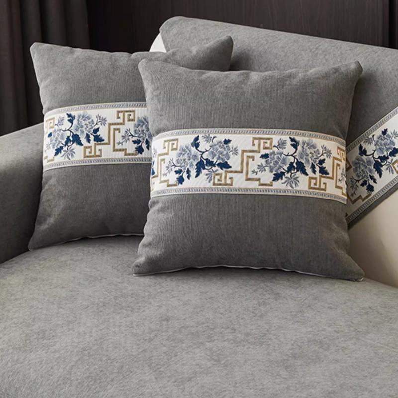 Chinese Style Sofa Covers Seat Cushion 4 Seasons Sofa Towel Modern Simple Living Room Corner Couch Chenille Polyester Armrest Towel