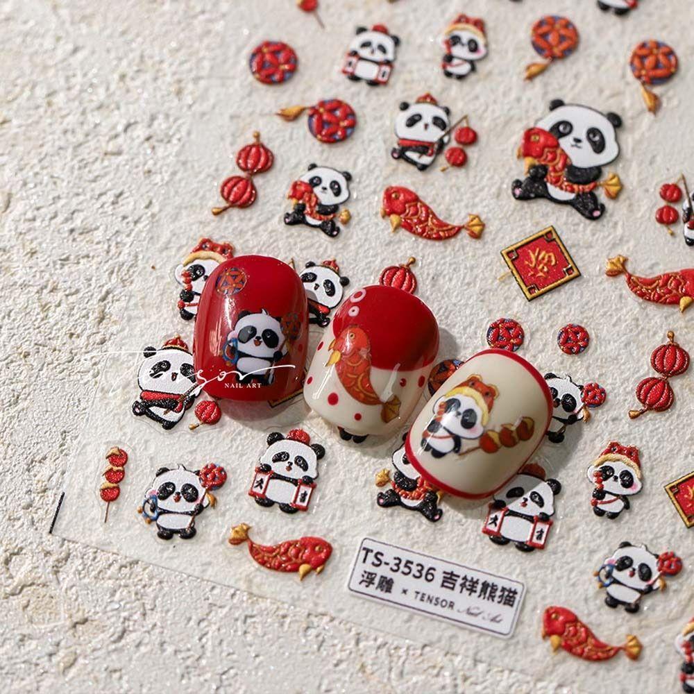 Manicure Ornaments Panda Nail Decals Chinese New Year Panda Panda Nail Art Decorations  Girls